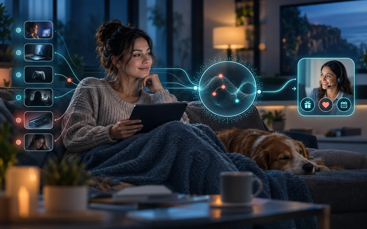 Recent viewing and engagement signals form a meaningful pattern that triggers a timely customer-service response.