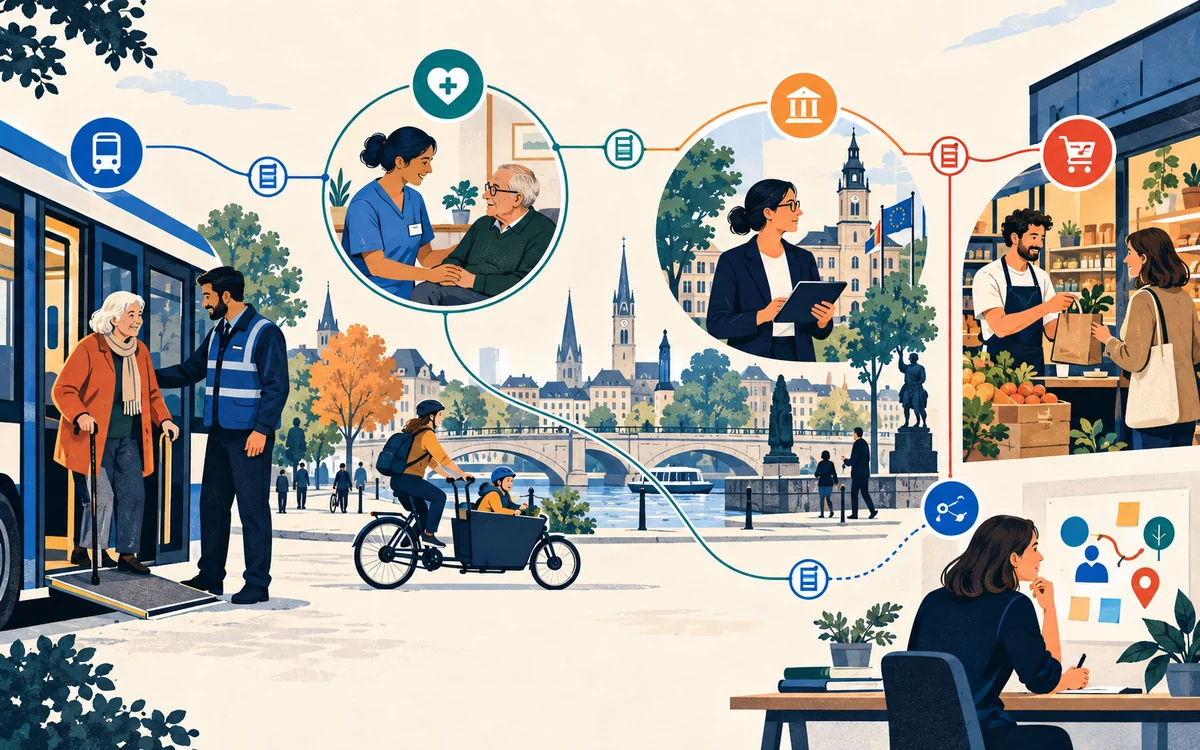 Residents, service professionals, organisations and applications cooperate through governed information streams across a city.